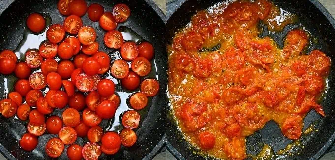 cooking the tomatoes