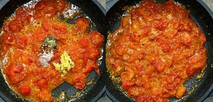 adding garlic and spices