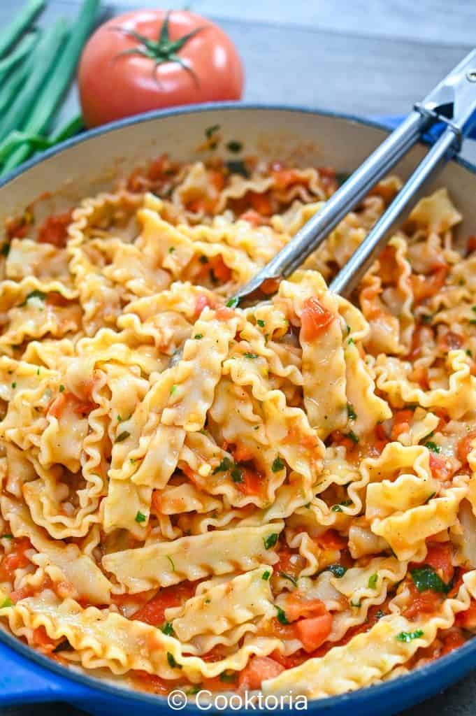 Mafaldine Pasta in the skillet