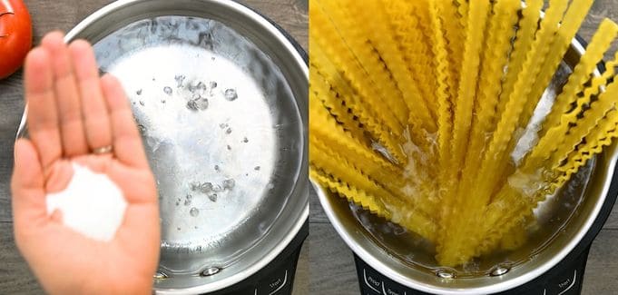 cooking pasta in the water