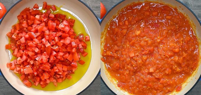 cooking tomatoes in olive oil