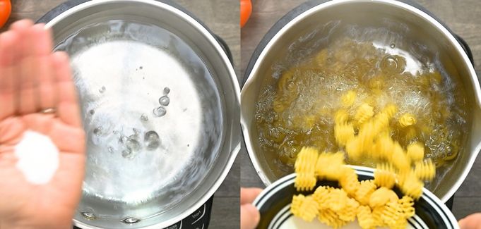 cooking pasta in water