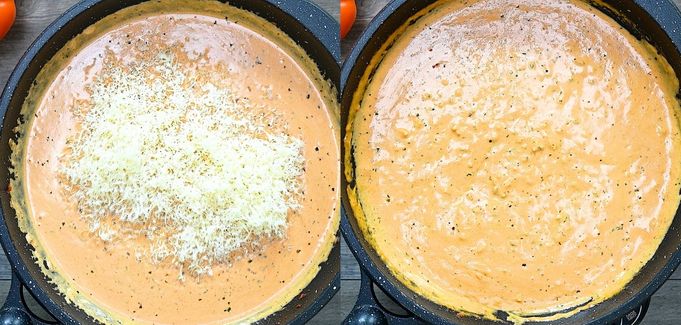 adding Parmesan and heavy cream
