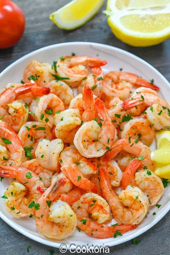 Old Bay Steamed Shrimp on a white platter