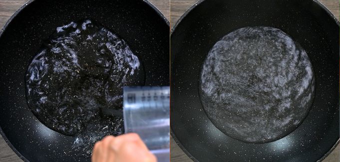 adding water to the pot and bringing it to a boil